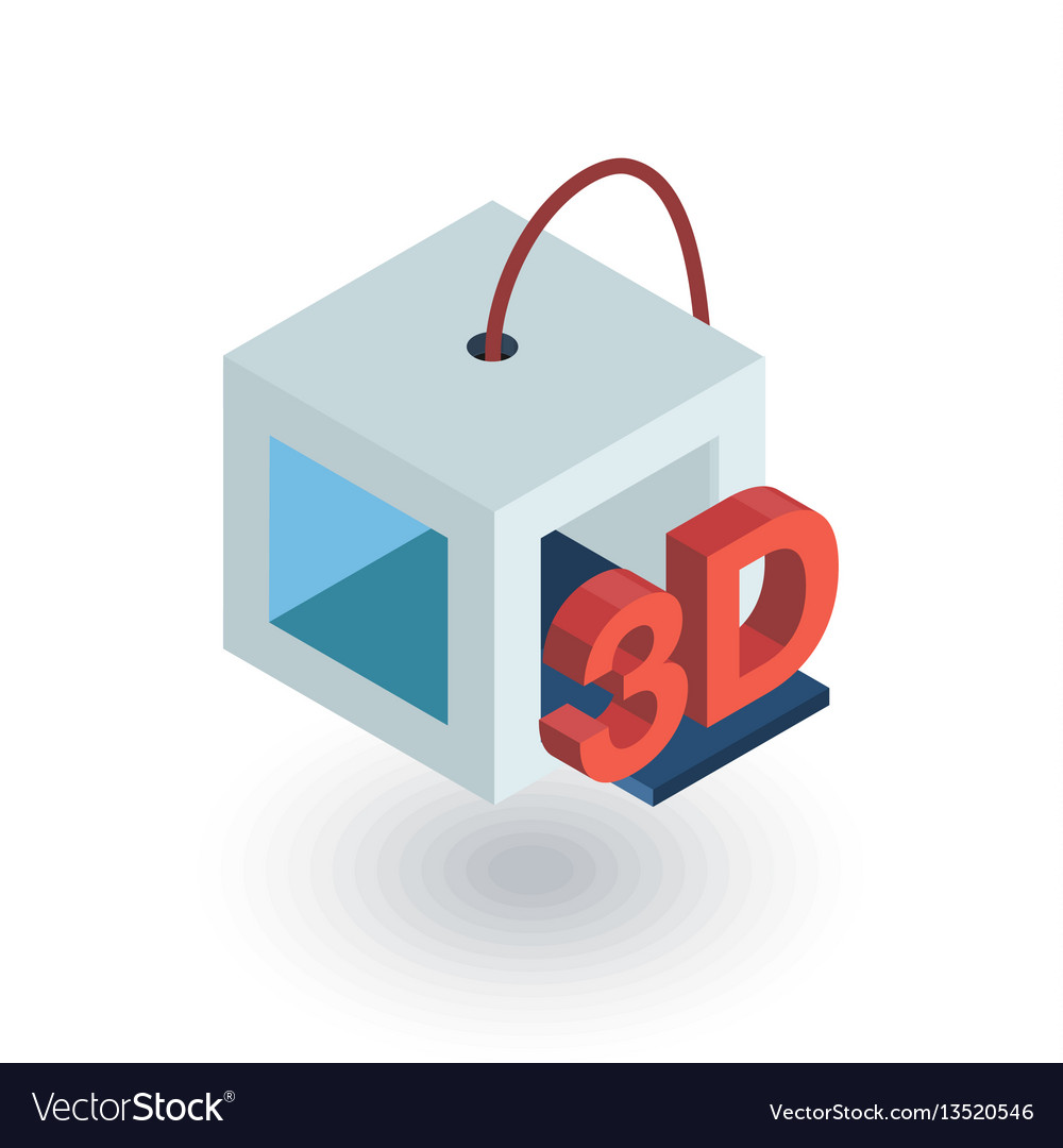 3d printer isometric flat icon 3d Royalty Free Vector Image