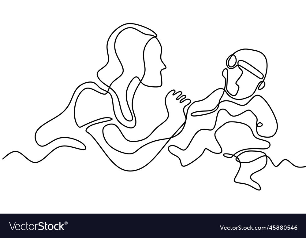 Happy mothers day continuous one line drawing Vector Image