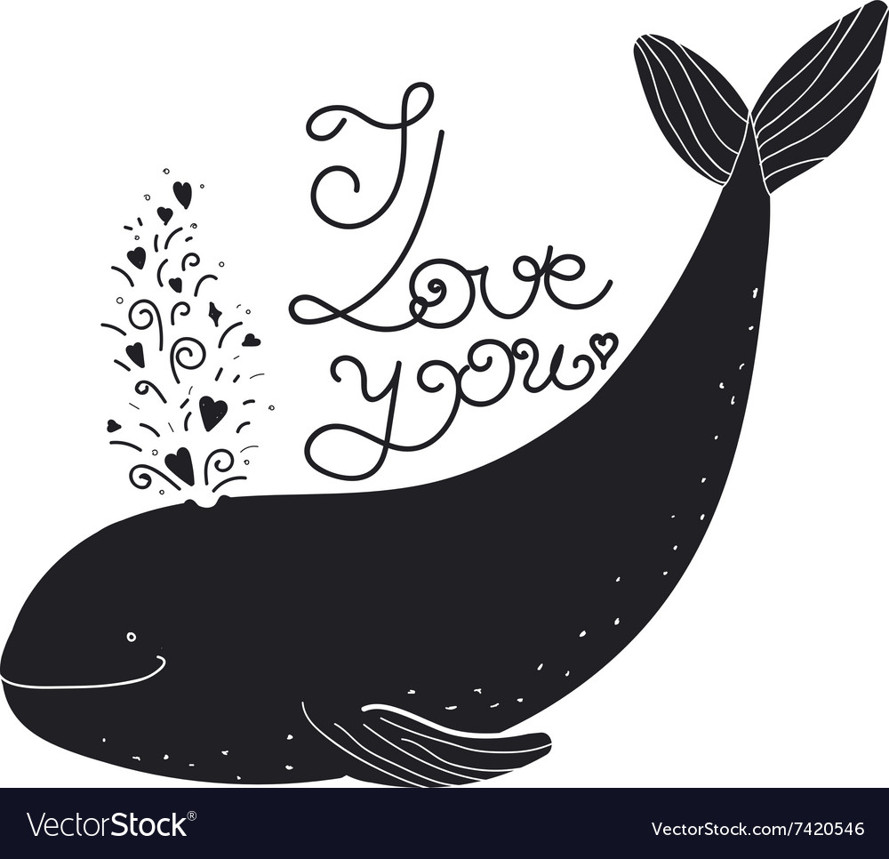 I love you quote cartoon whale Royalty Free Vector Image