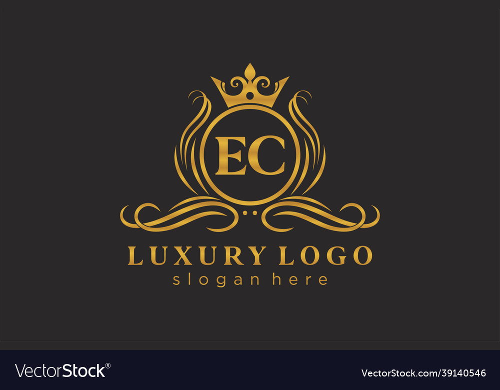 Initial ec letter royal luxury logo template Vector Image