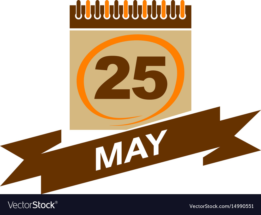 25 may calendar with ribbon Royalty Free Vector Image