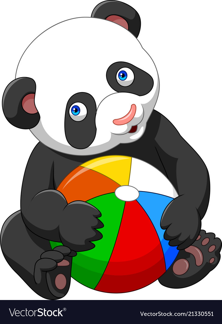 Cartoon baby panda playing with colorful ball Vector Image Cartoon baby panda playing with colorful ball Vector Image