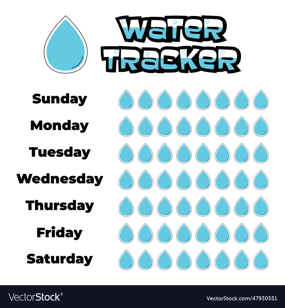 Daily water tracker balance calendar habit Vector Image