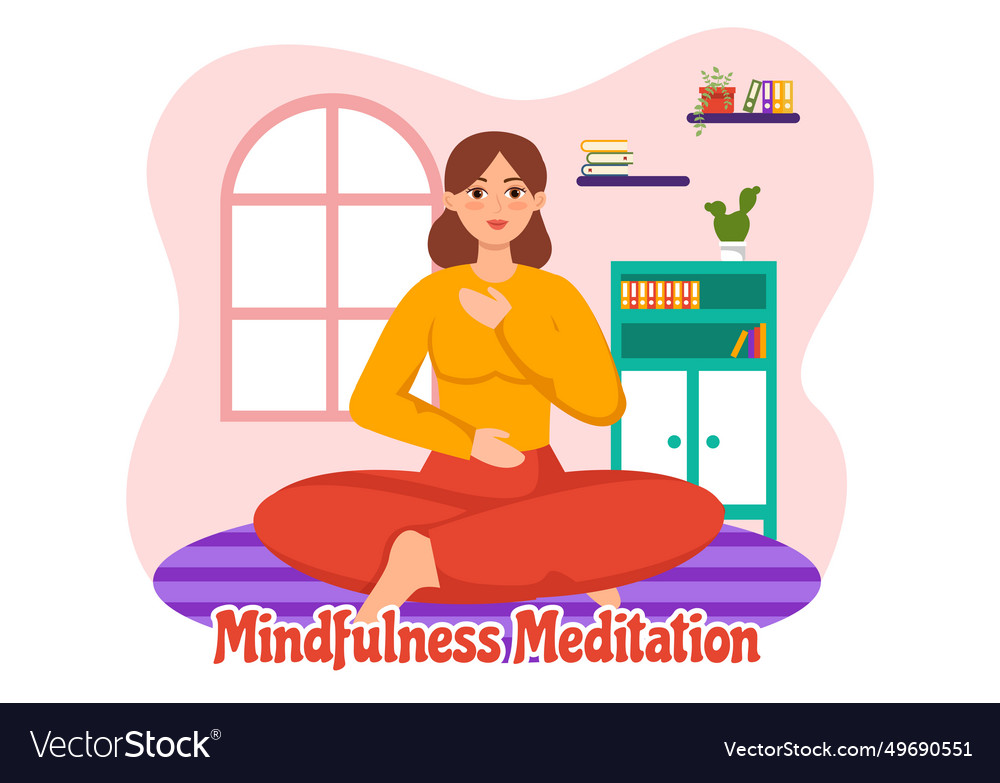 Mindfulness meditation of person with closed eyes Vector Image