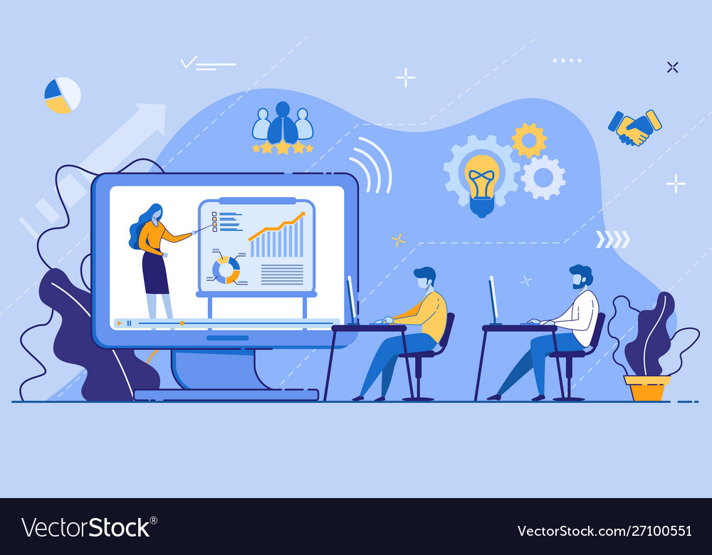 Online training conference for office workers Vector Image