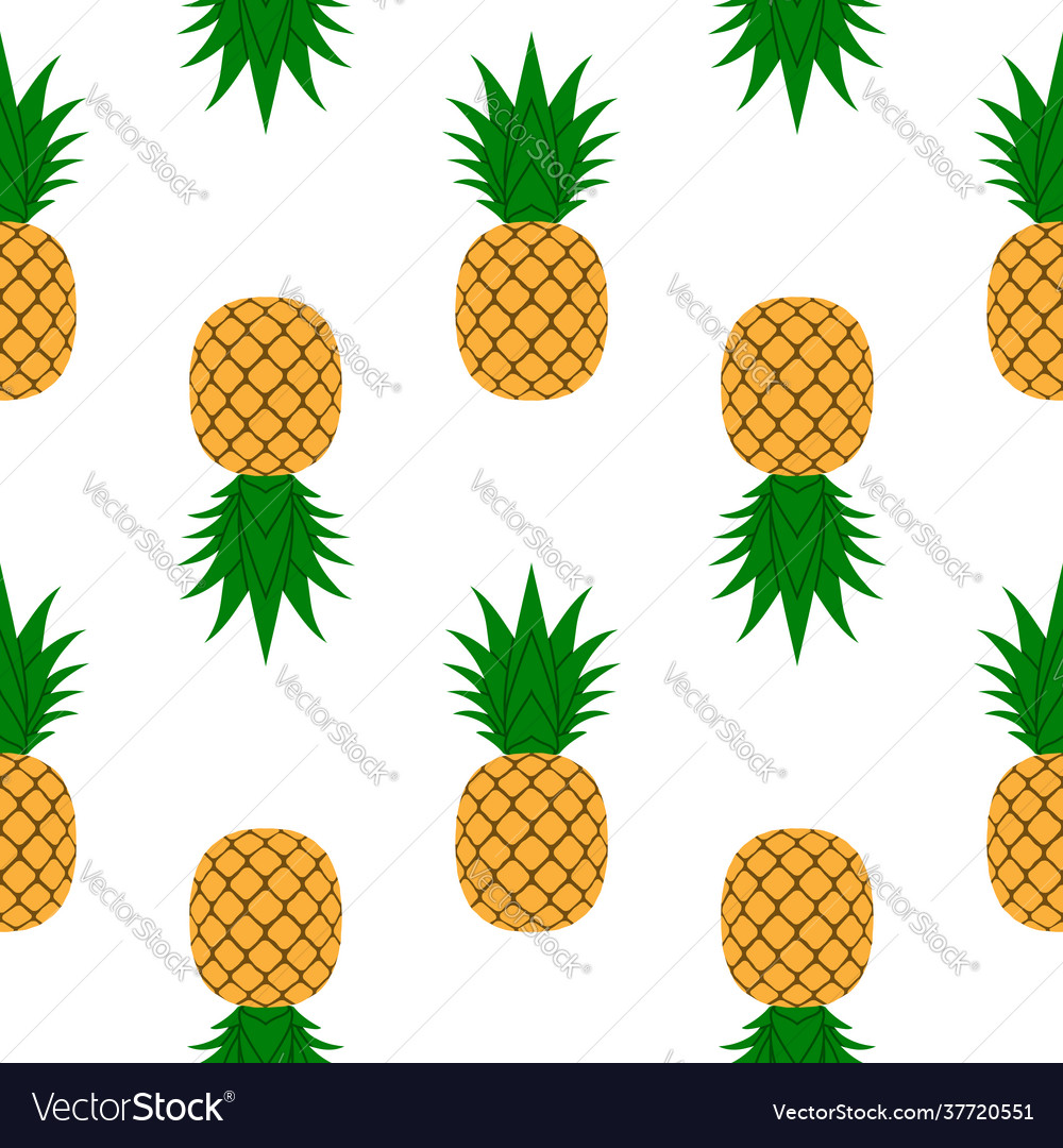 Pineapple Seamless Pattern Tropical Fruits Vector Image 7994