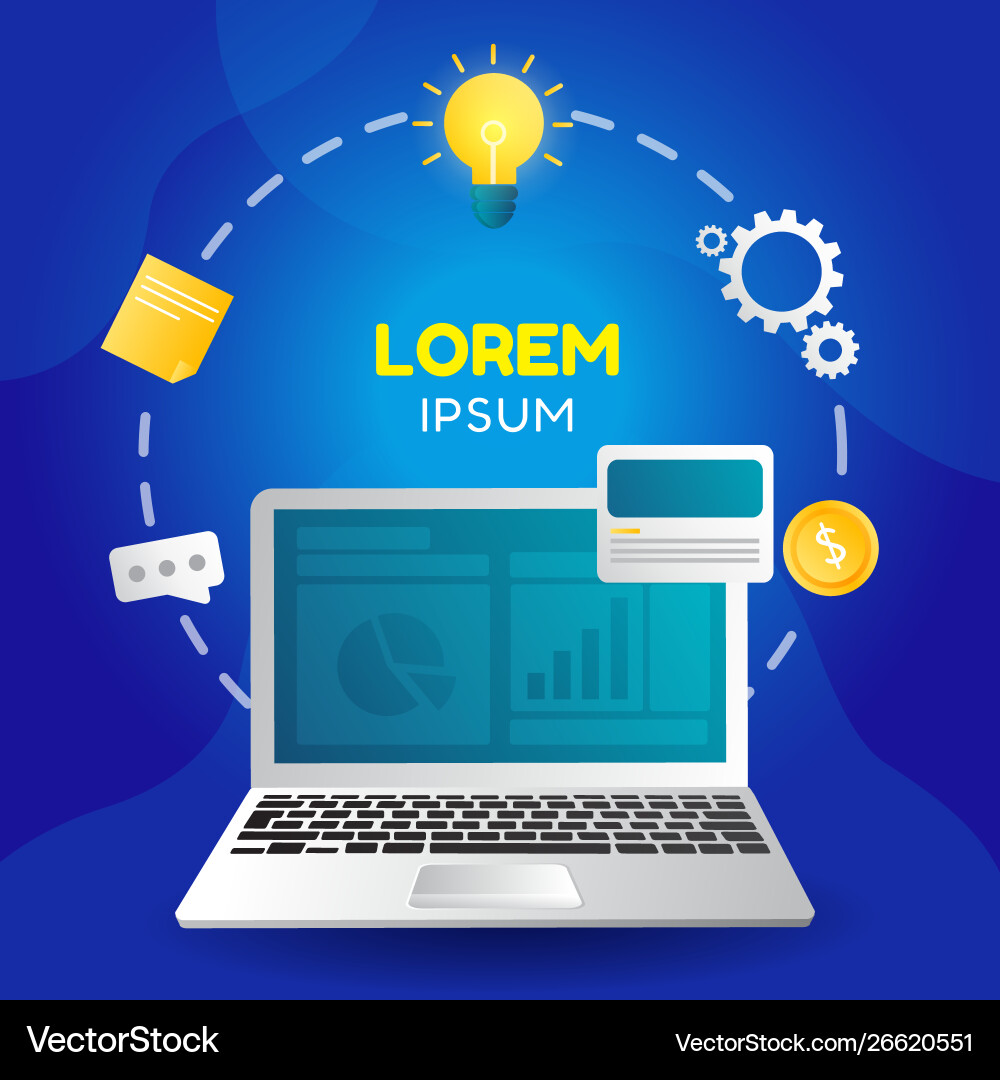 Process or business planning banner with elements Vector Image