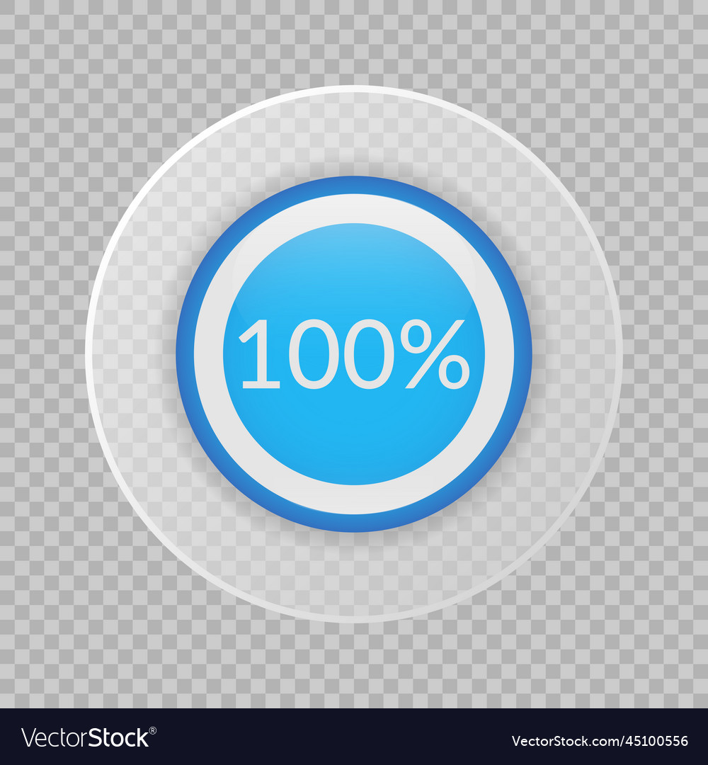 100 percent pie chart on transparent background Vector Image