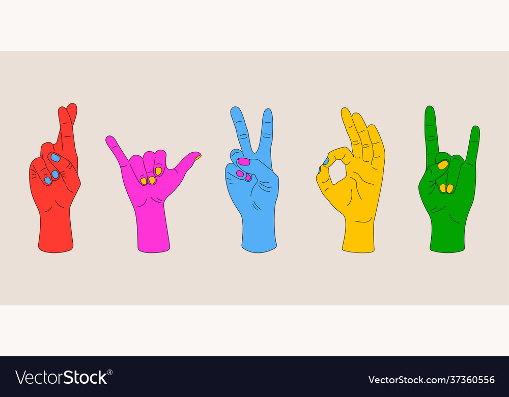 Abstract hand gestures set colorful arms Vector Image