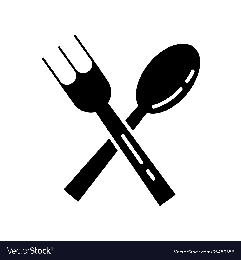 Fork and spoon crossed silhouette style icon Vector Image