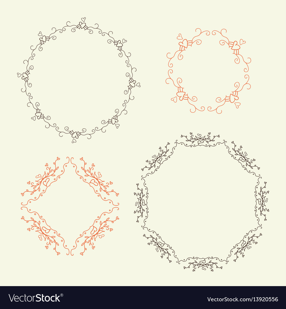 Set decorative with hearts Royalty Free Vector