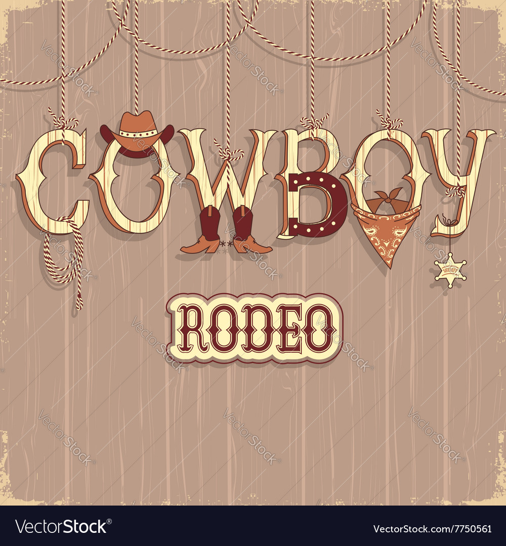 Cowboy rodeo text background Royalty Free Vector Image