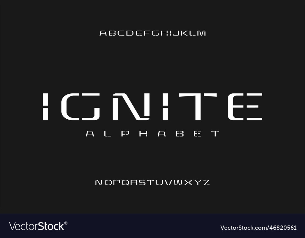Modern technology alphabet font Royalty Free Vector Image