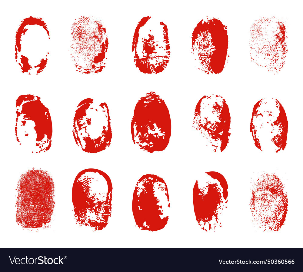 Bloody fingerprints isolated fingerprint in blood Vector Image