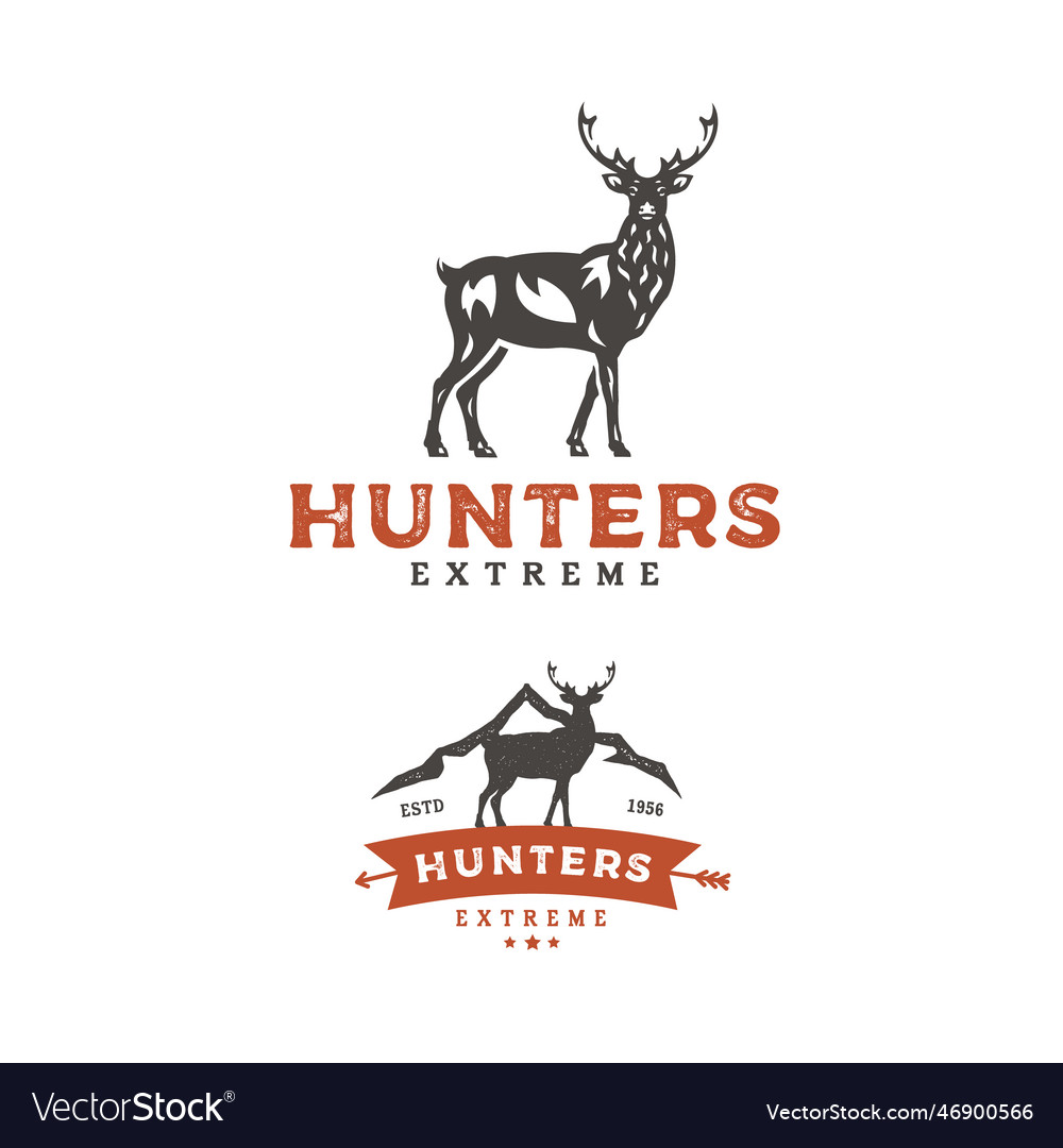 Deer hunters vintage logo badge Royalty Free Vector Image