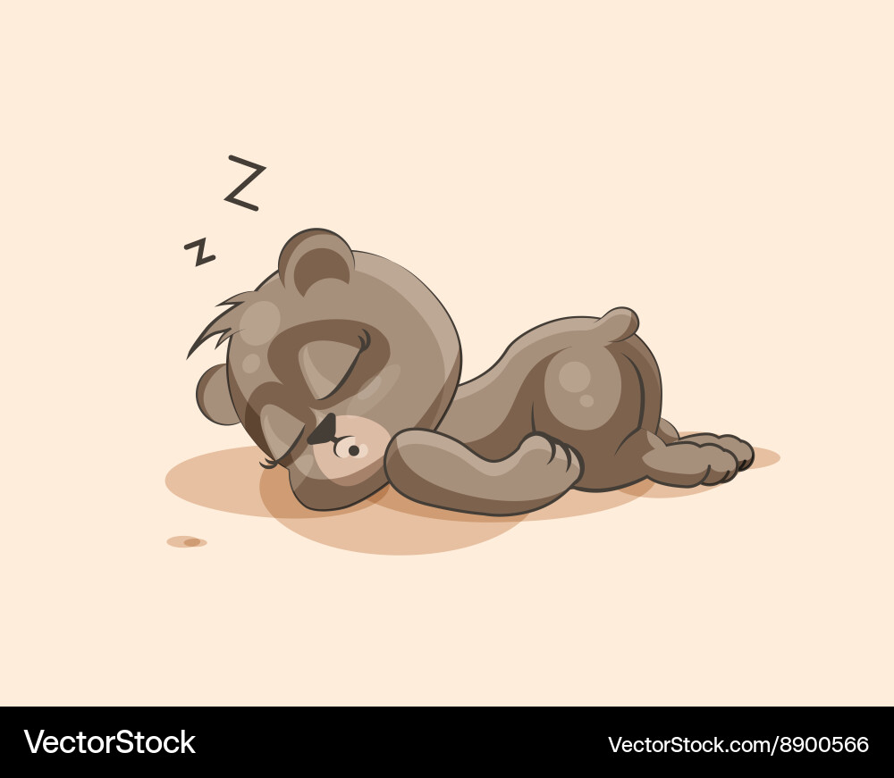 Isolated emoji character cartoon bear sleeps Vector Image