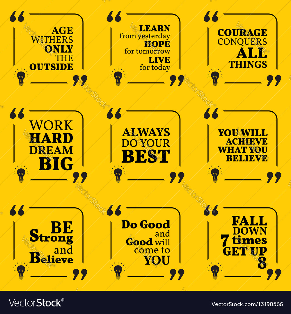 Set of motivational quotes about courage Vector Image