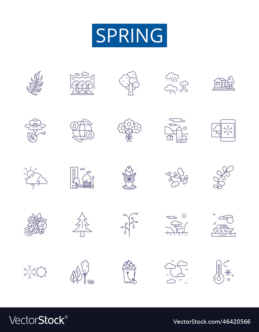 Spring line icons signs set design collection Vector Image