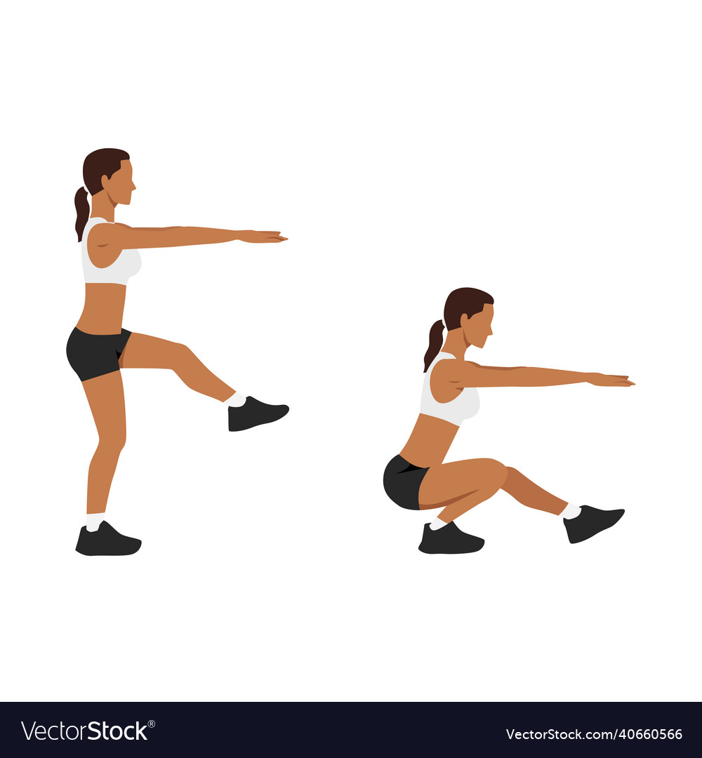 Woman doing single leg squats pistol Royalty Free Vector