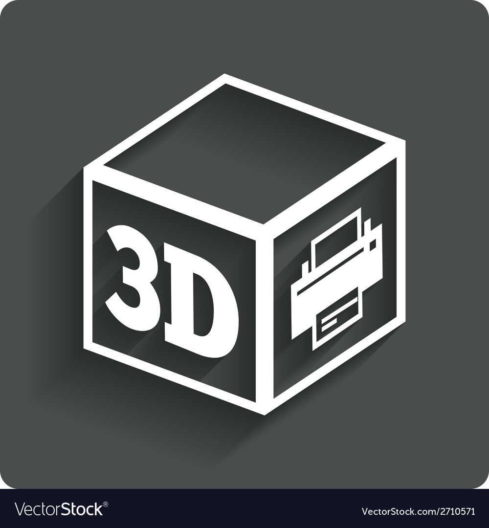 3d print sign icon 3d cube printing symbol Vector Image