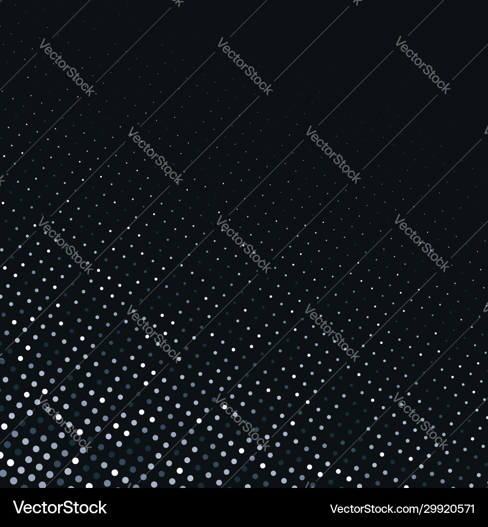 Abstract silver halftone pattern on black Vector Image