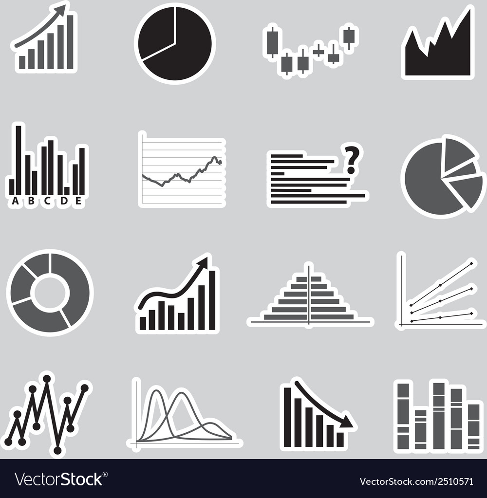 Graphs stickers eps10 Royalty Free Vector Image