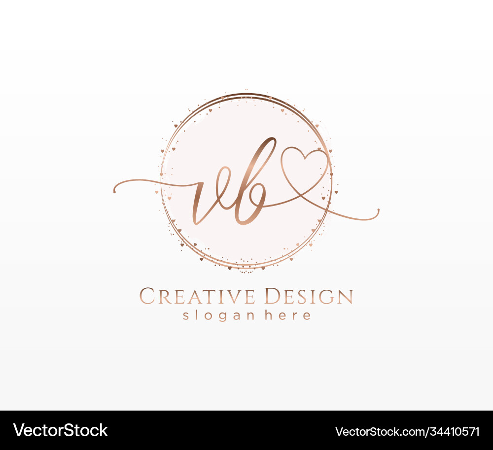 Initial vb handwriting logo with circle template Vector Image