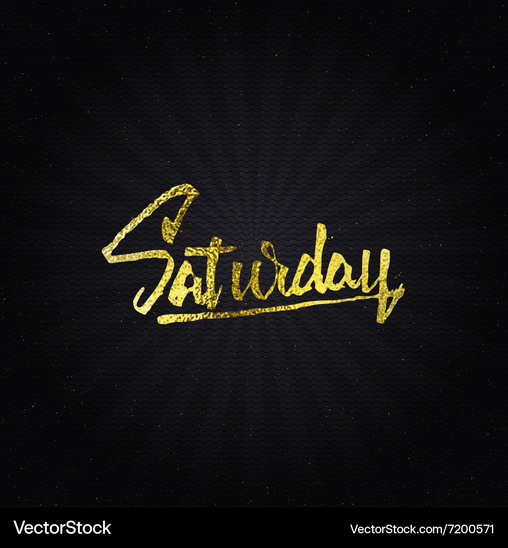 Saturday calligraphic phrase written in gold Vector Image