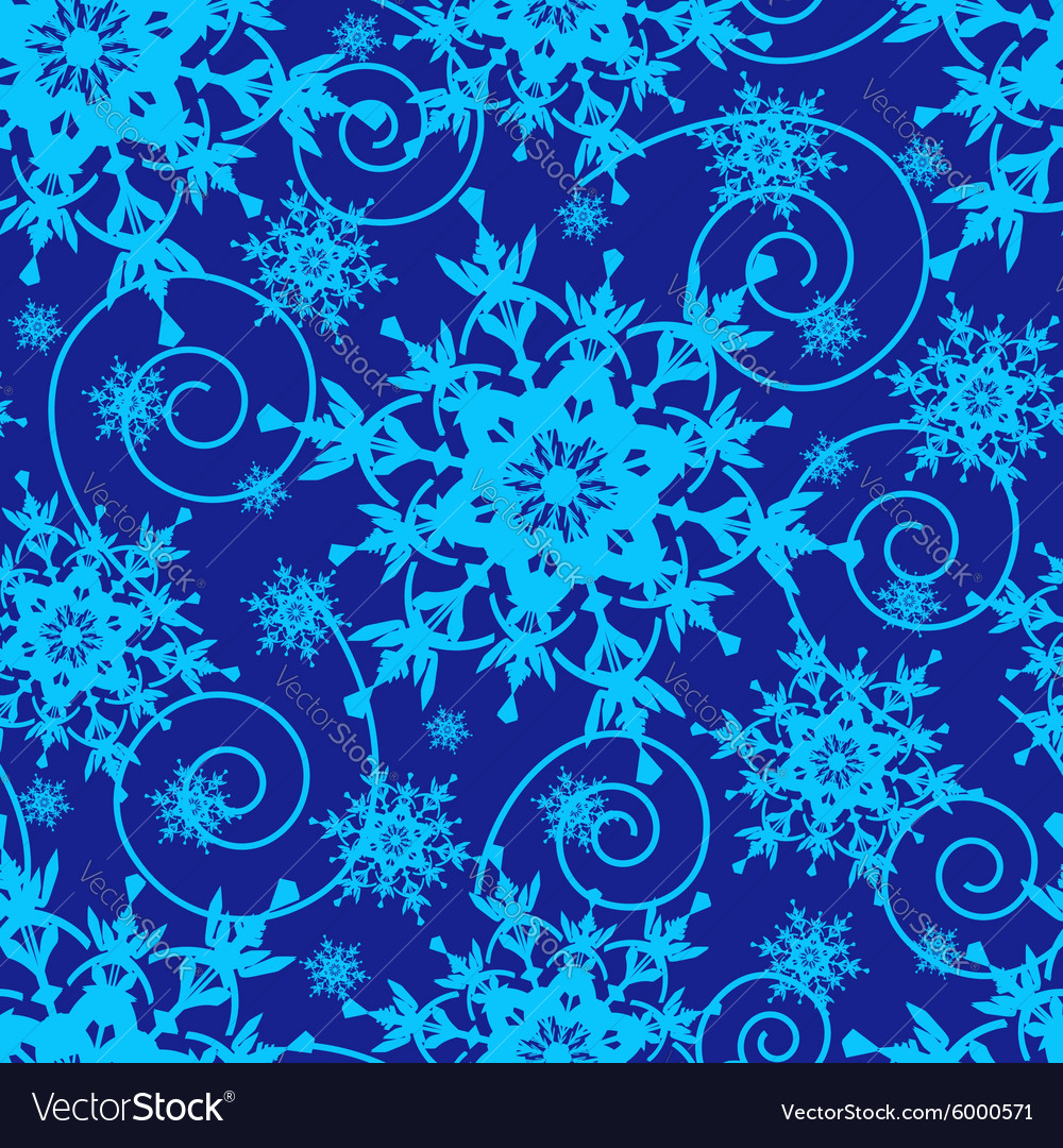 Winter blue seamless pattern with snowflakes Vector Image