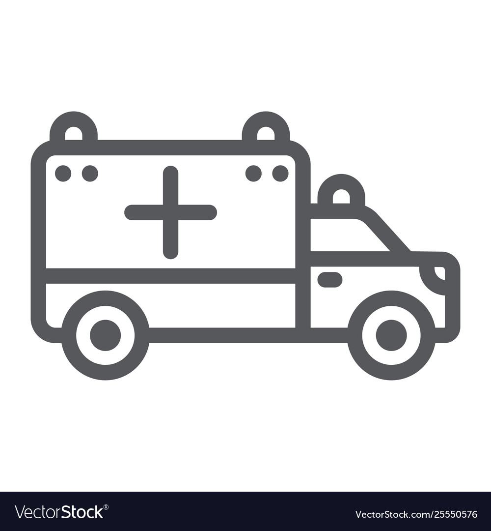 Ambulance line icon transport and drive Royalty Free Vector