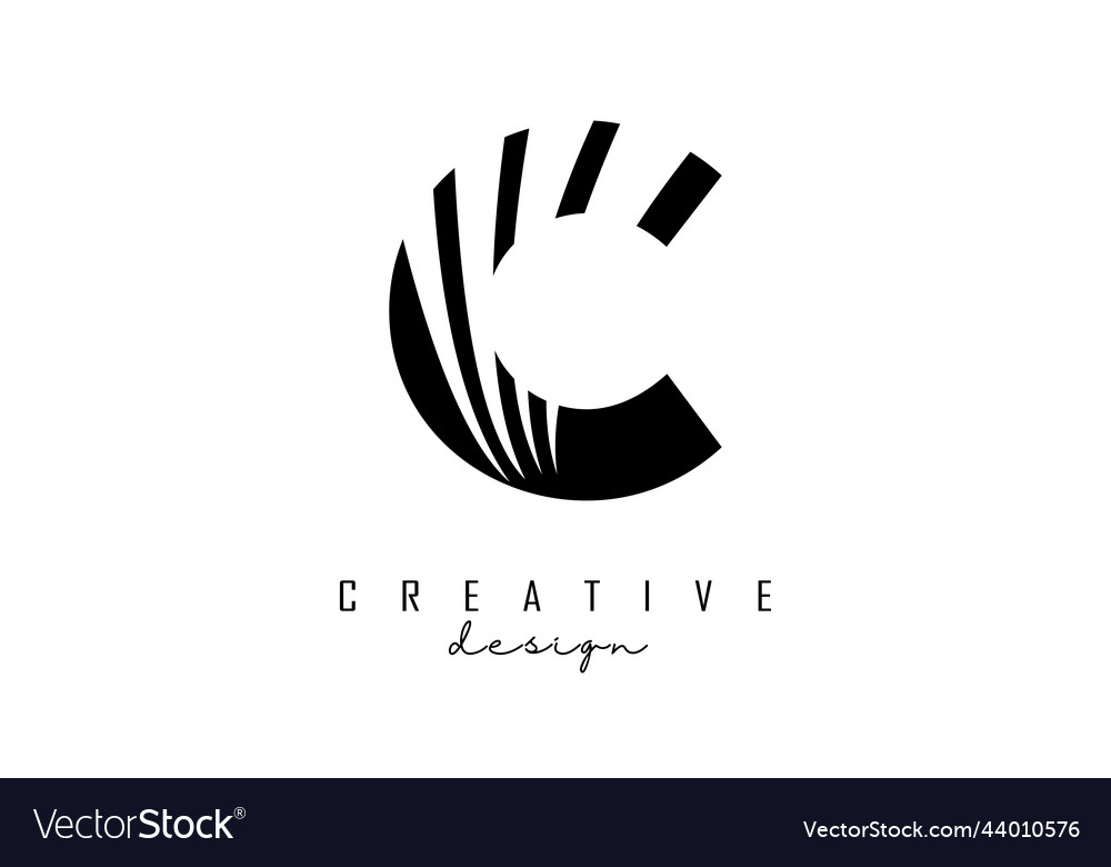 Black letter c logo with leading lines Royalty Free Vector