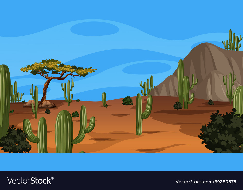 Desert Forest Landscape At Daytime Scene Vector Image