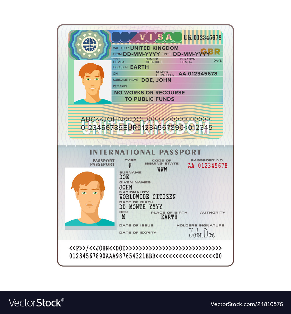 International Open Passport With United Kingdom Vector Image 3095