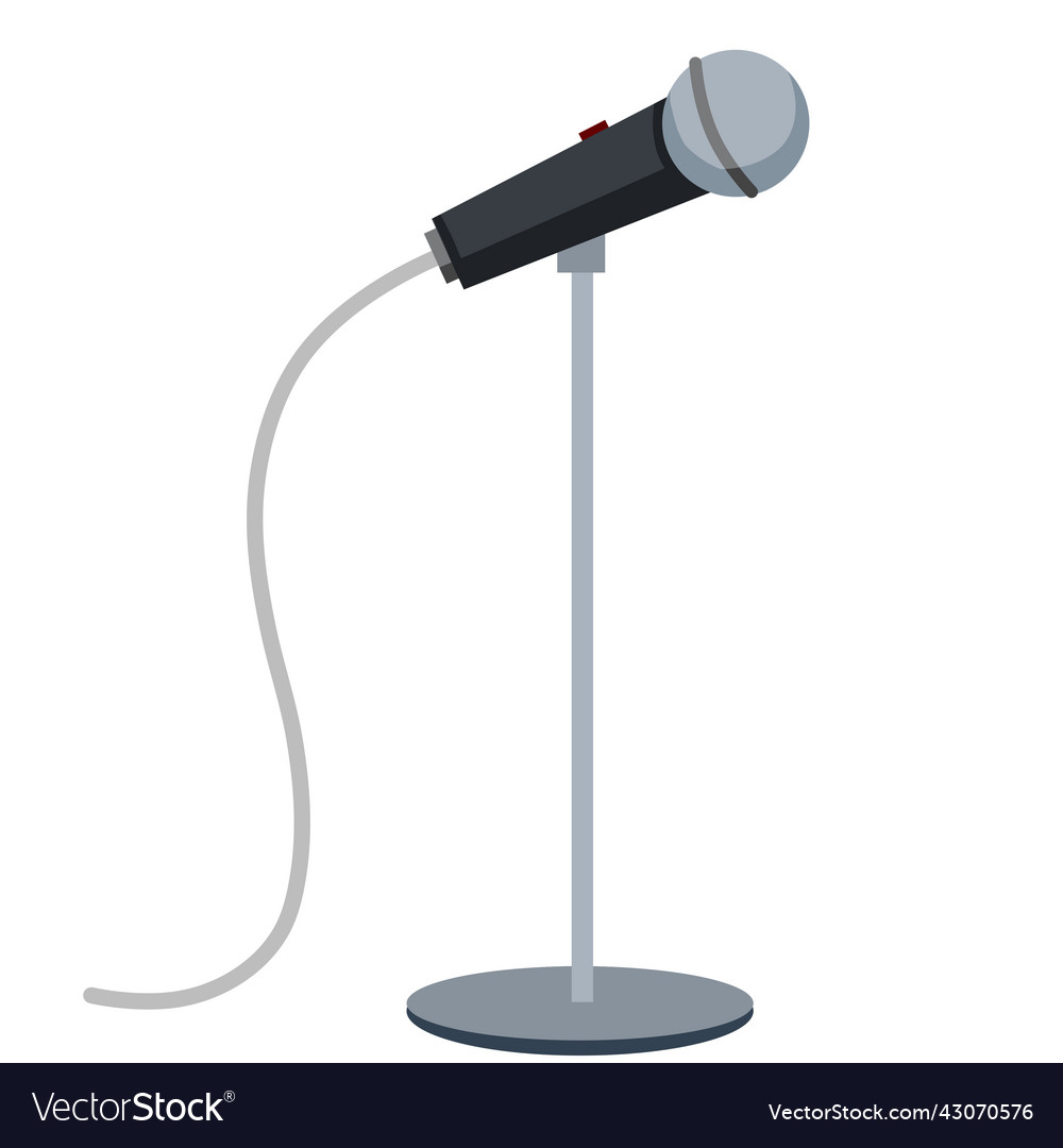 Microphone gray mic on stand Royalty Free Vector Image