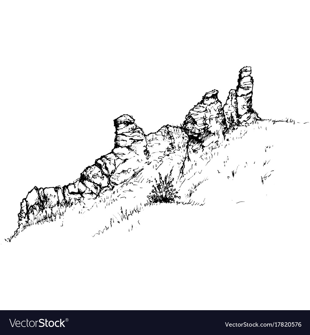 Sketch of rocks Royalty Free Vector Image - VectorStock