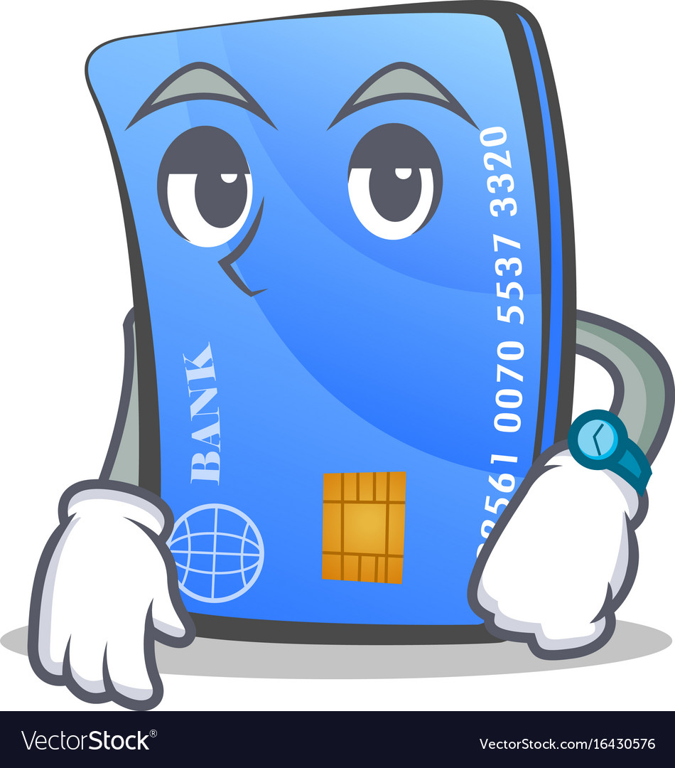 Waiting credit card character cartoon Royalty Free Vector