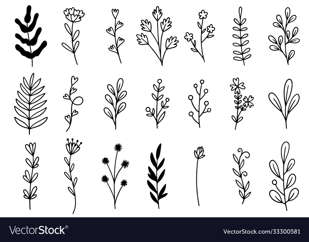 0117 hand drawn flowers doodle Royalty Free Vector Image