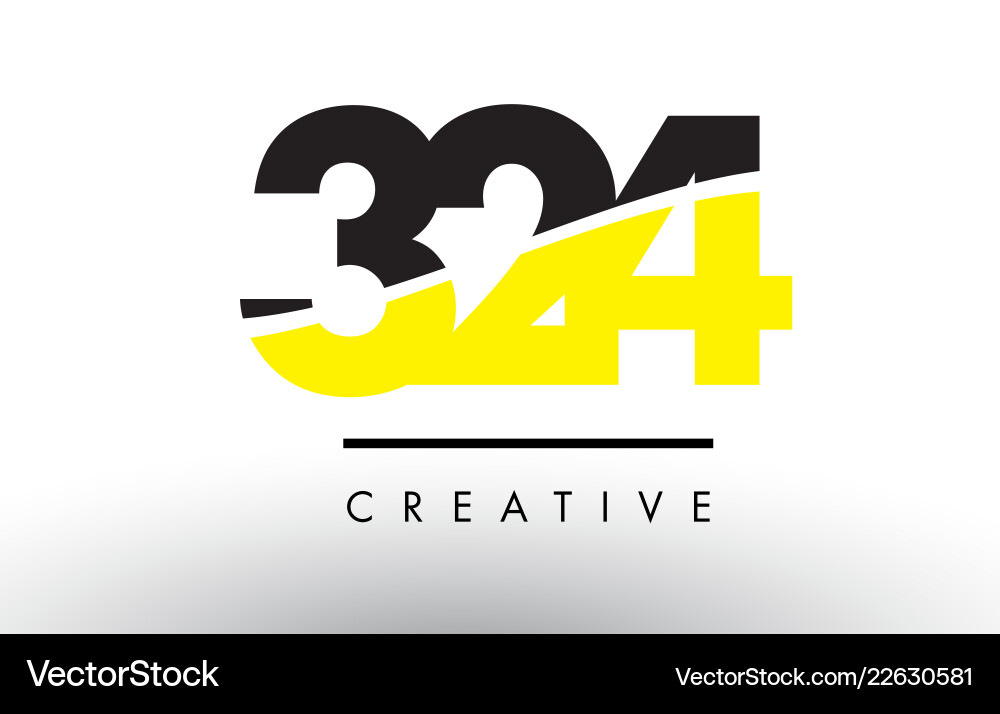 324 black and yellow number logo design Royalty Free Vector