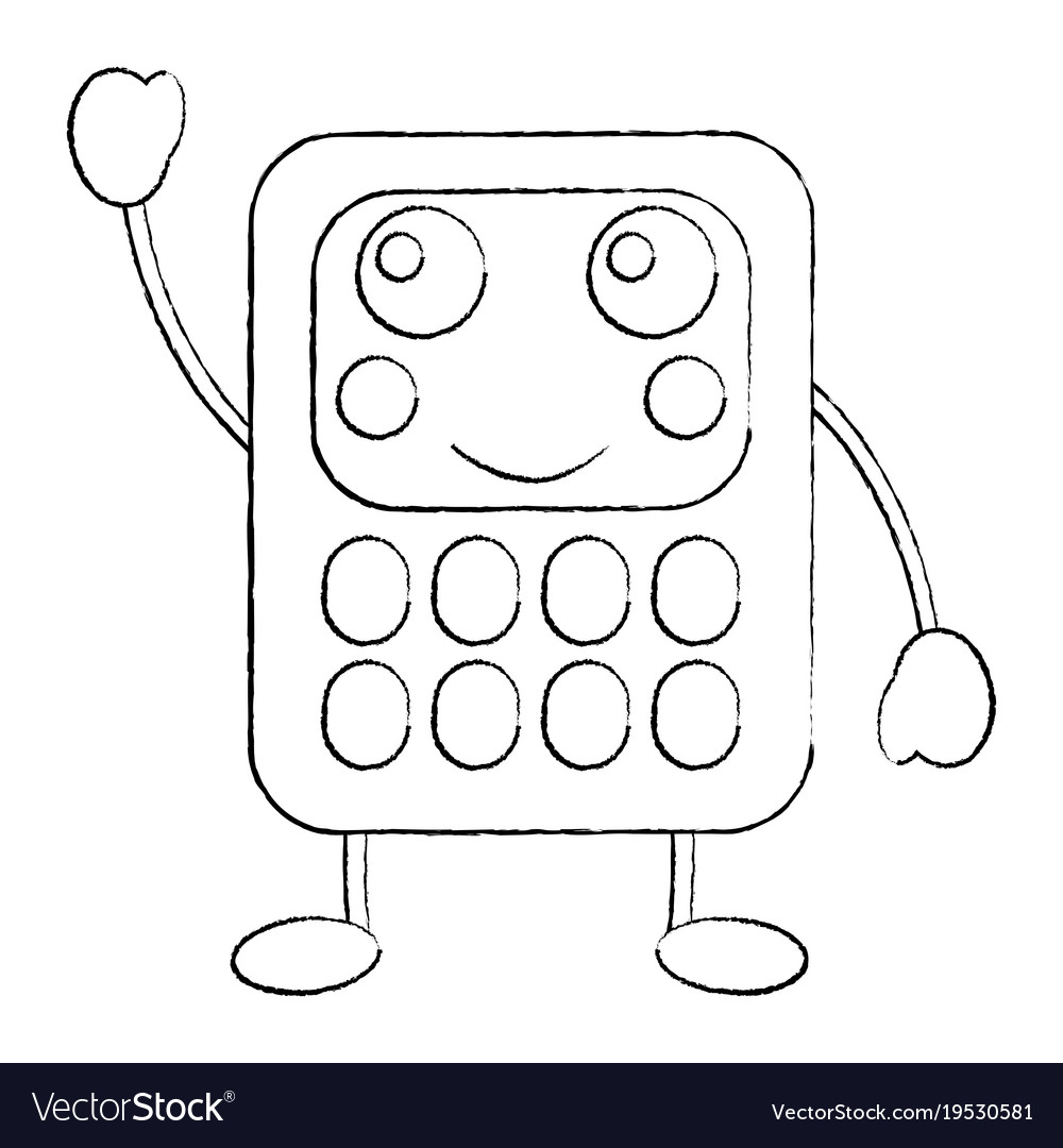 Calculator math kawaii character cartoon Vector Image Calculator math kawaii character cartoon Vector Image