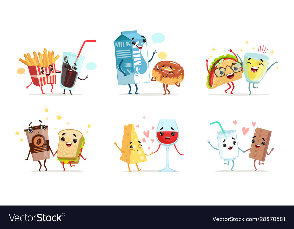 Forever friends collection cute funny food Vector Image