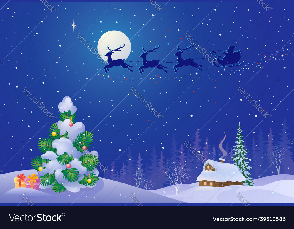 Christmas scenery Royalty Free Vector Image - VectorStock