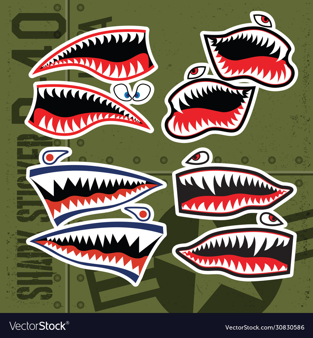 Flying tiger shark mouth sticker vinyl on green Vector Image