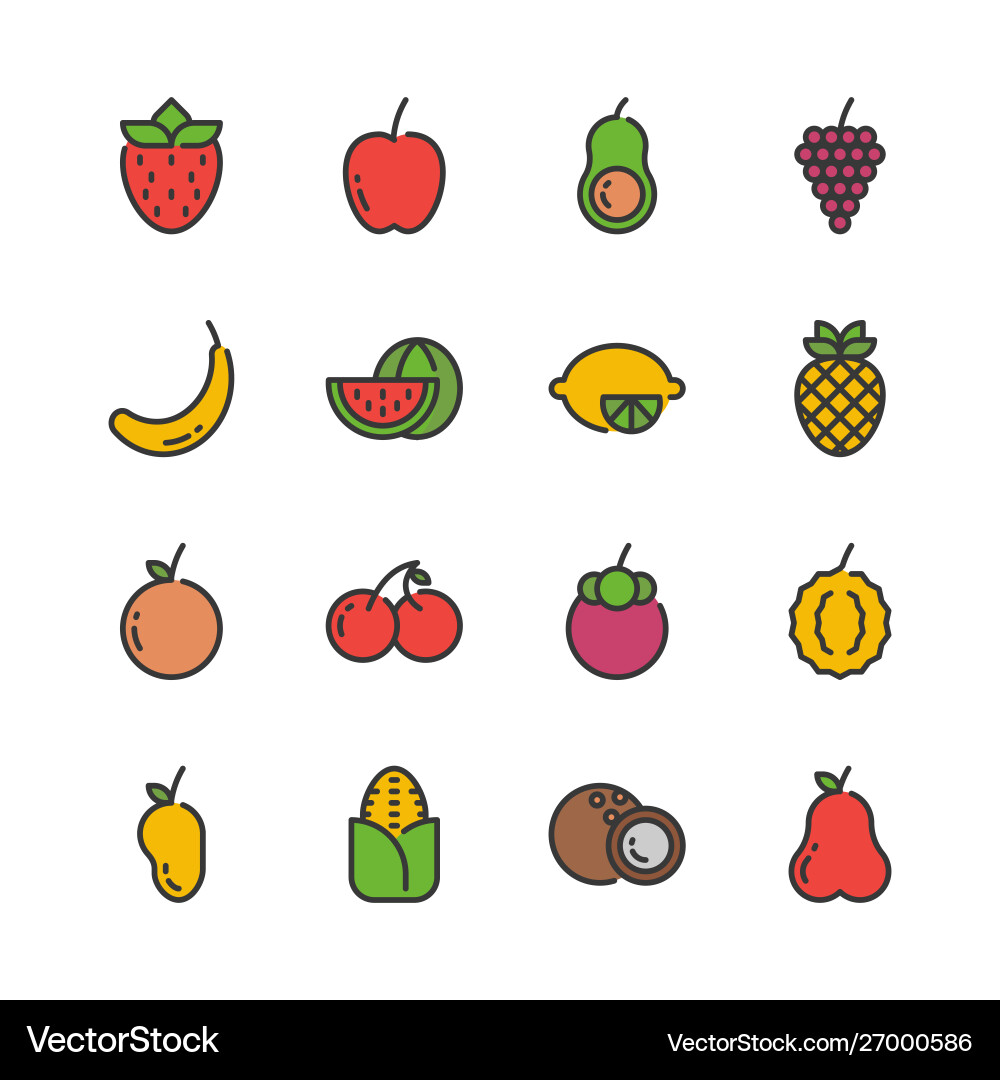 Fruits icon set Royalty Free Vector Image - VectorStock