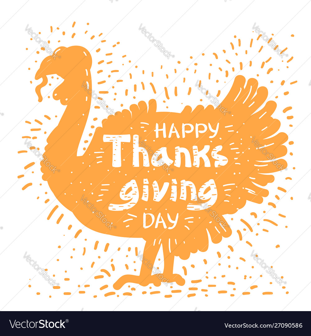 Happy thanksgiving day with turkey bird Royalty Free Vector