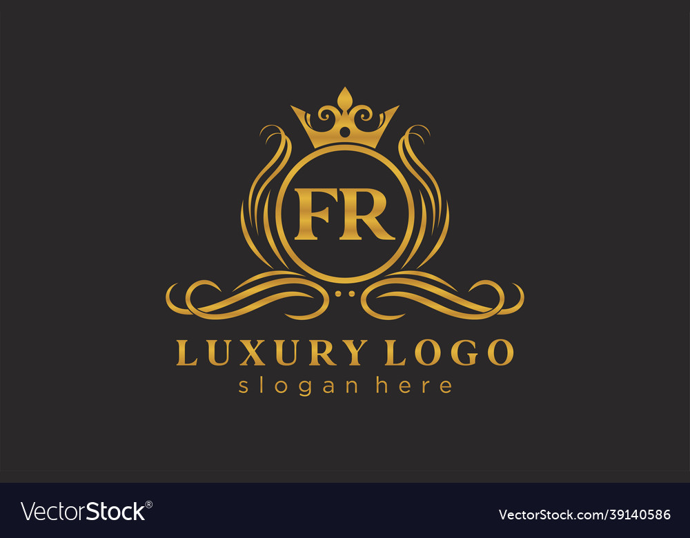 Initial fr letter royal luxury logo template Vector Image