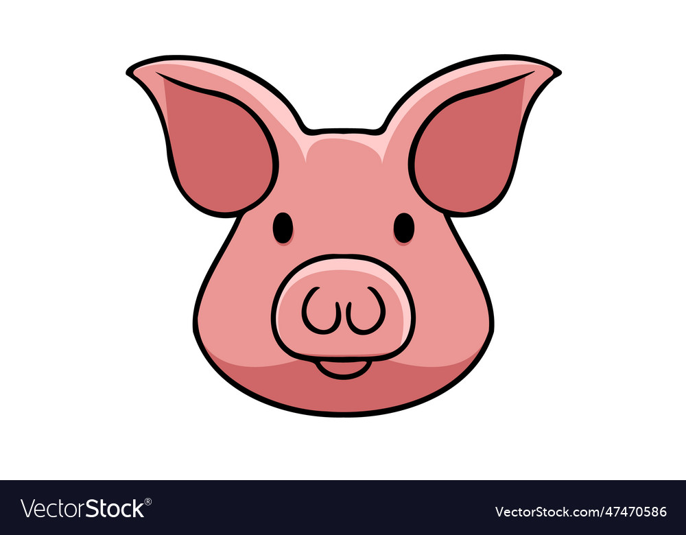 Pig animal head cartoon wildlife character art Vector Image