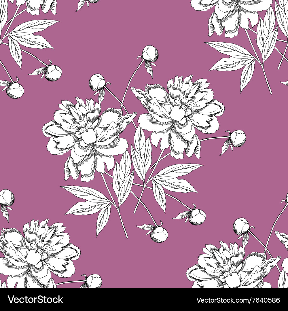 Seamless pattern with peony Royalty Free Vector Image