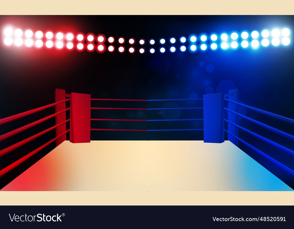 Boxing ring arena and spotlight floodlights Vector Image