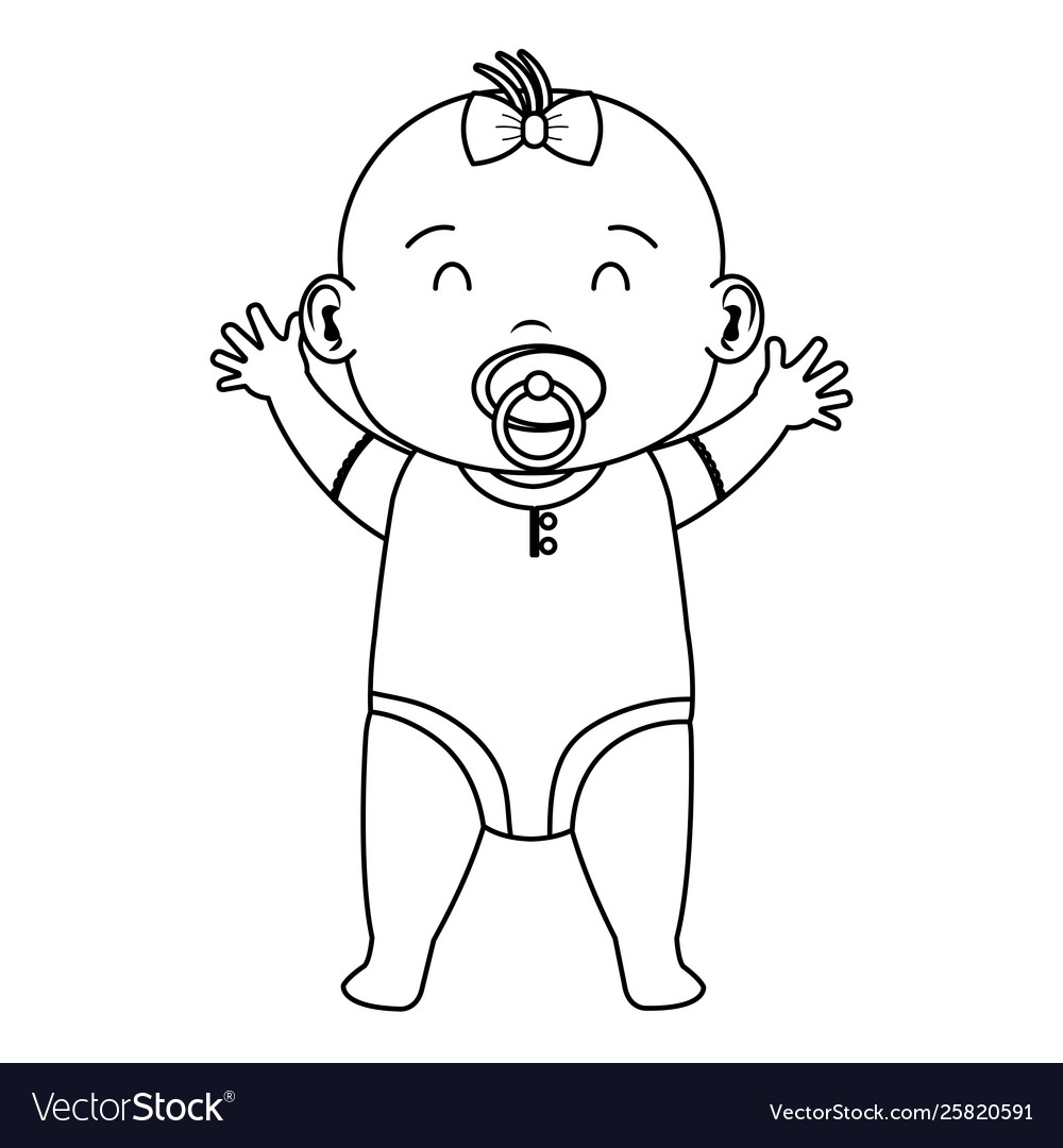 Cute little baby girl with pacifier character Vector Image