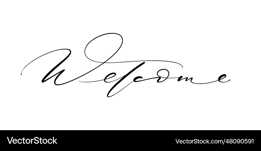 Hand drawn lettering welcome word by hands Vector Image